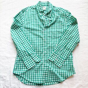 Crewcuts Boys Green & White Gingham Button-Down Shirt Size 10 Cotton Blend
